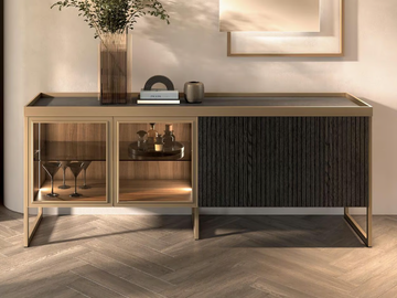 GINGER - Wooden and glass sideboard with doors by Guzzini & Fontana - view 2
